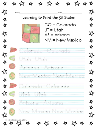 Print the States Handout