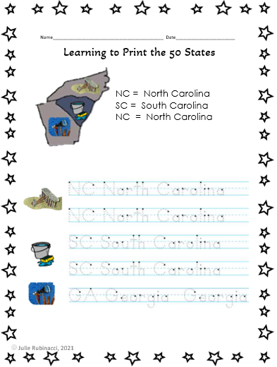 Print the States Handout