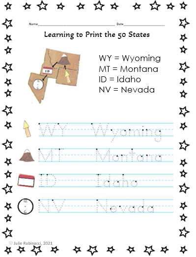 Print the States Handout